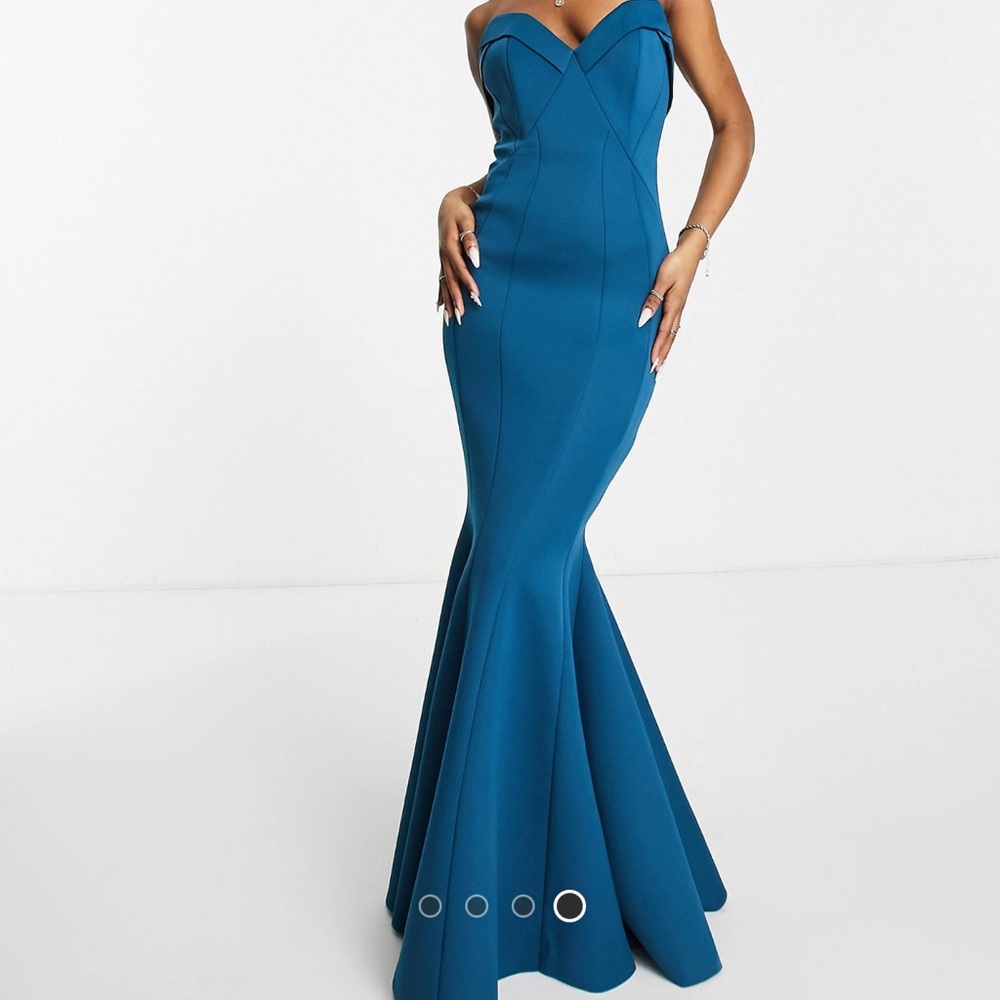 ASOS DESIGN fishtail sweetheart neck maxi dress in blue